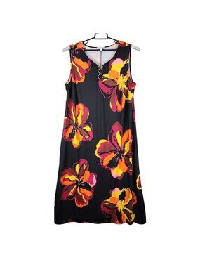 Womens Chelsea Taylor Multicolor Floral Print Sleeveless Maxi Dress Stretch 3X